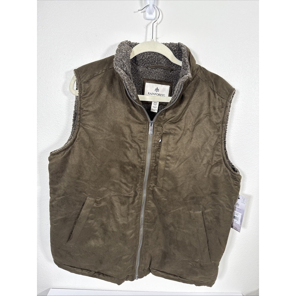NWT Microsuede Fleece‎ Vest by RFT Rainforest Mens Medium Warm Lined Timber E2